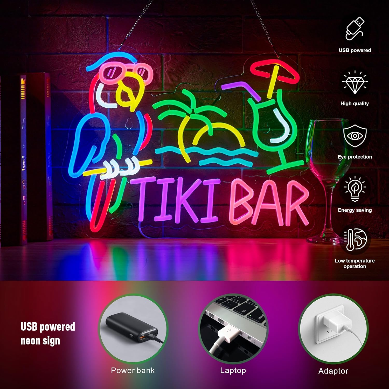 Enseigne néon LED USB Tiki Bar - Led Lighting Wall Decor avis et prix