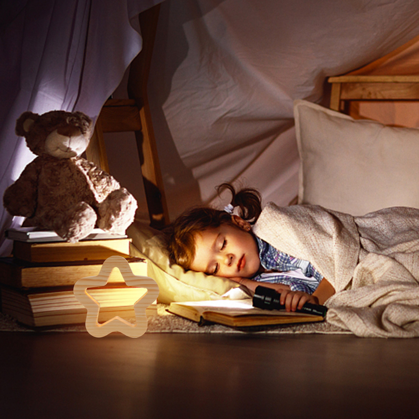 Lampe de nuit en bois en forme - Bedroom Lighting Decor Ideas avis et prix